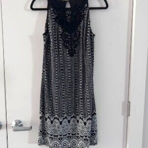 WHBM Printed Dress with Crochet Accent